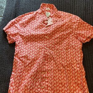 J. Crew Red and White Patterned Casual Shirt